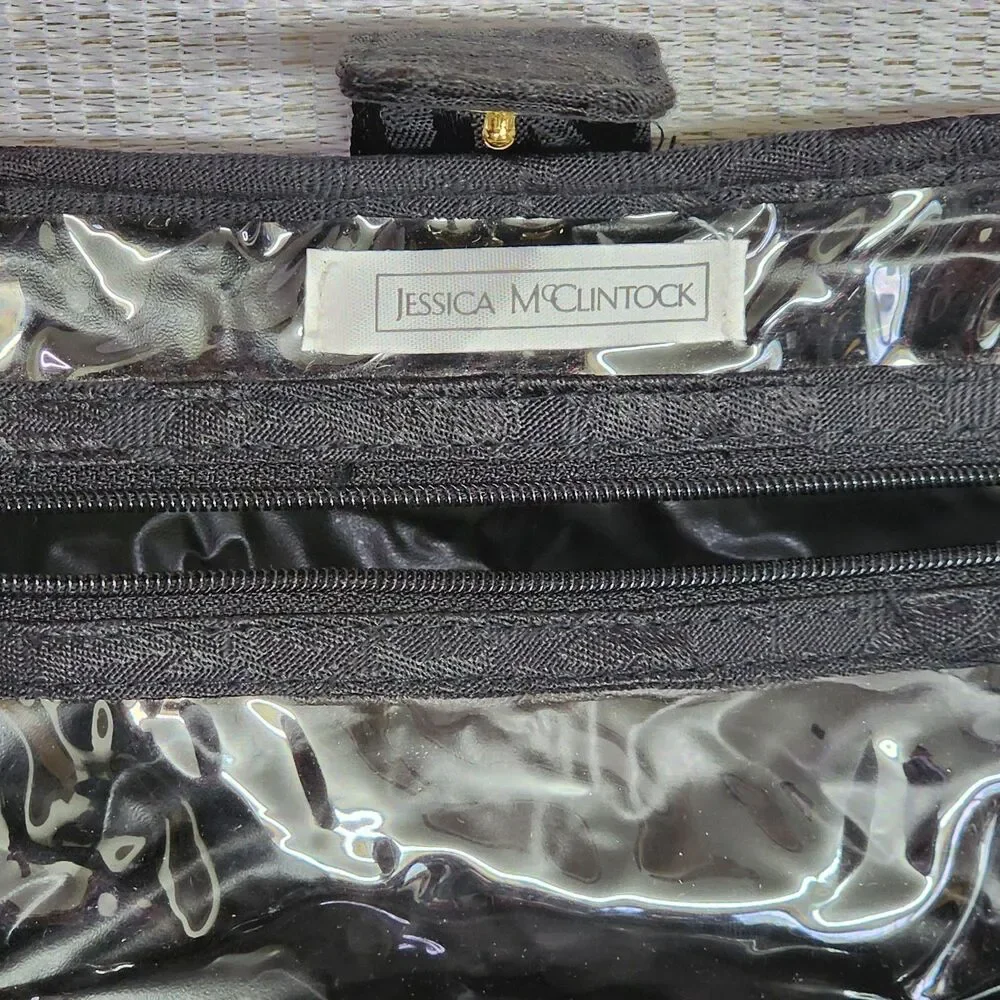 Jessica McClintock Makeup Bag Cosmetic Vanity Travel Pouch Clamshell Toiletry